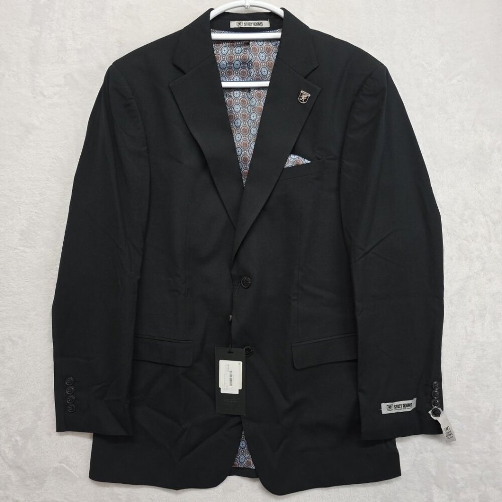 Stacy Adams Tetron Suit Jacket Mens 38R Sport Coat Black MSRP $349! Jacket ONLY